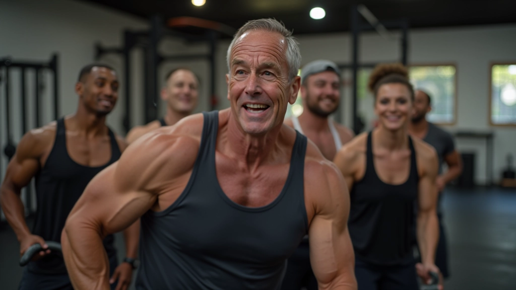 Active adults training together in modern fitness facility